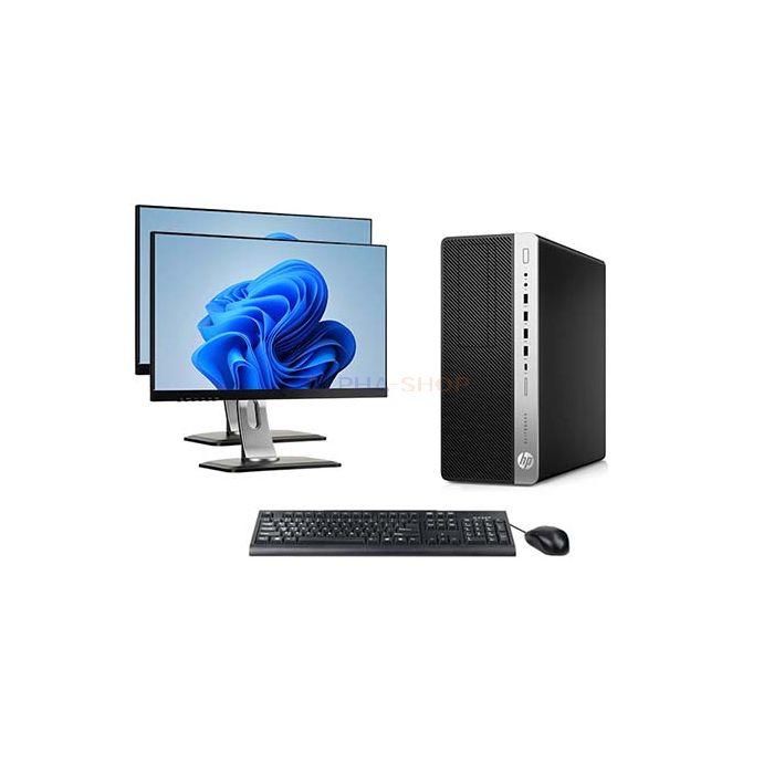 HP EliteDesk 800 G4 MT + 2x Monitor