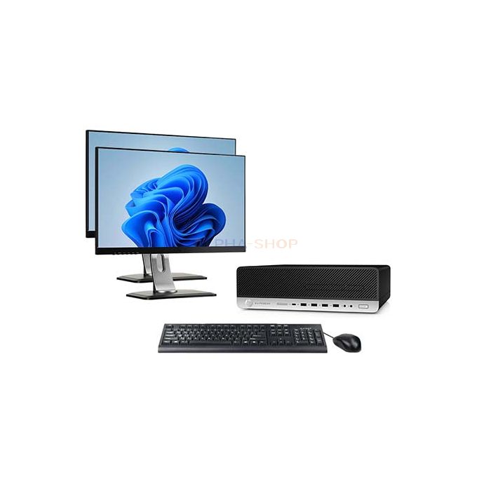 HP EliteDesk 800 G4 SFF + 2x Monitor