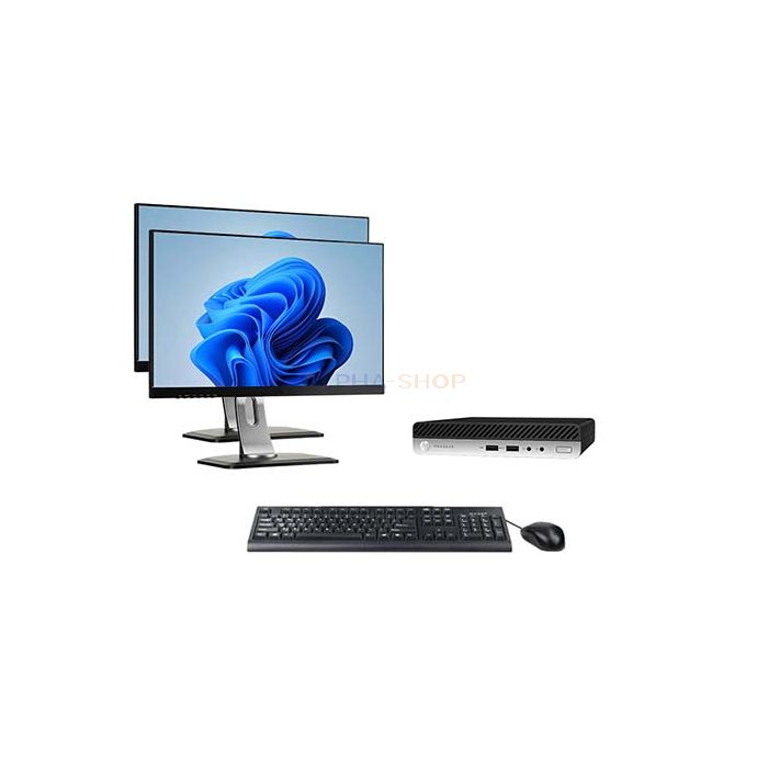 HP ProDesk 400 G4 Mini + 2x Monitor