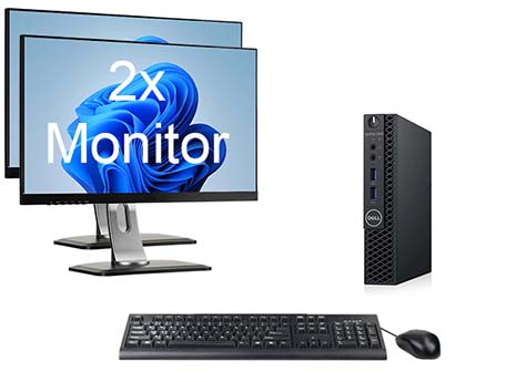 Dell OptiPlex 3060 Micro i5 8e Gen incl. 2 Monitoren + Windows 11